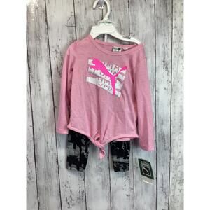 Puma Girls 2 Piece Set Long Sleeve & Pants Size 18 Months Pink Logo